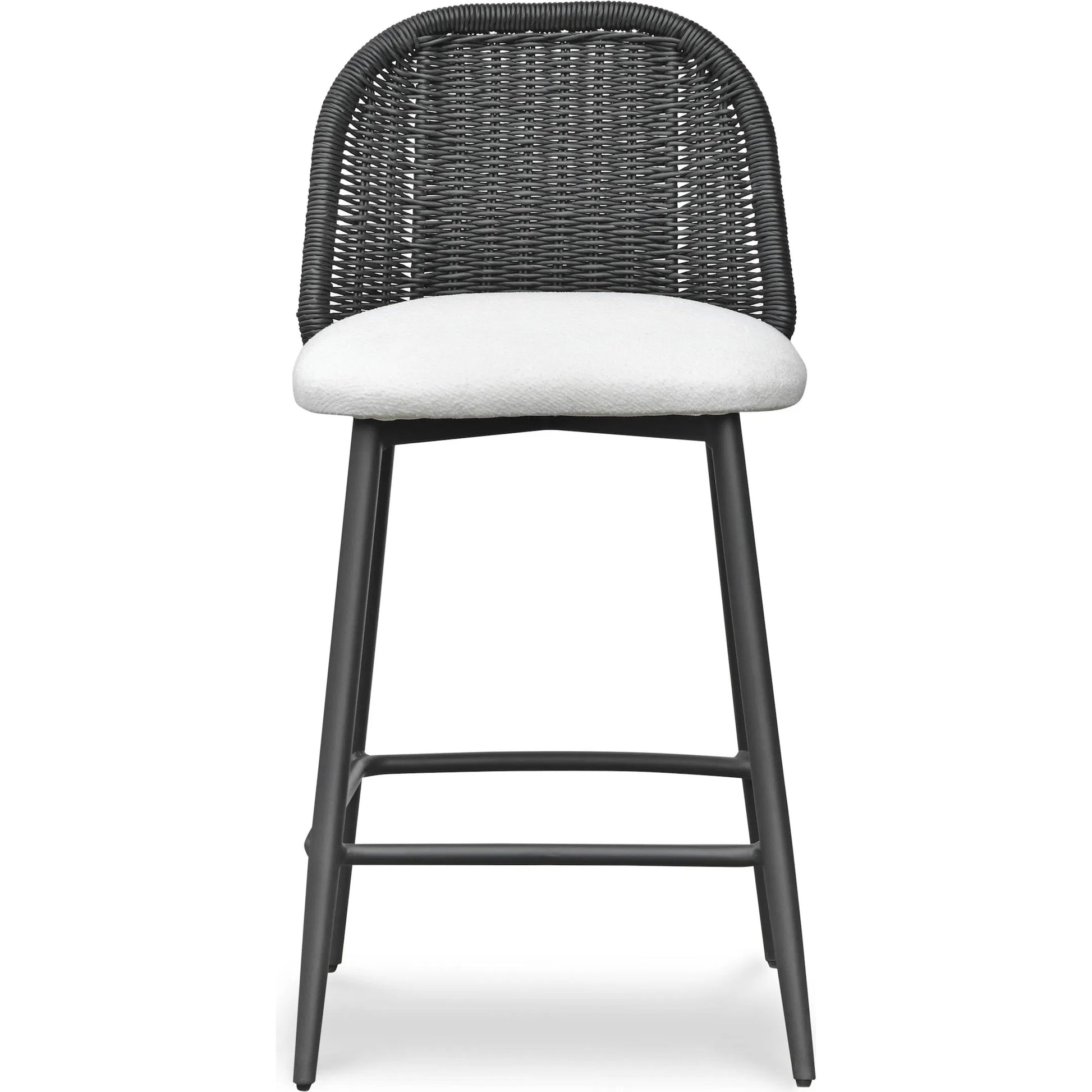 Alexa Performance Fabric Outdoor Counter  Stool by TOV Furniture in black. Made from aluminum, polyester, wicker in a unique style.