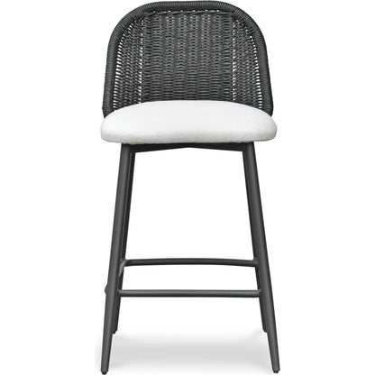 Alexa Performance Fabric Outdoor Counter  Stool by TOV Furniture in black. Made from aluminum, polyester, wicker in a unique style.