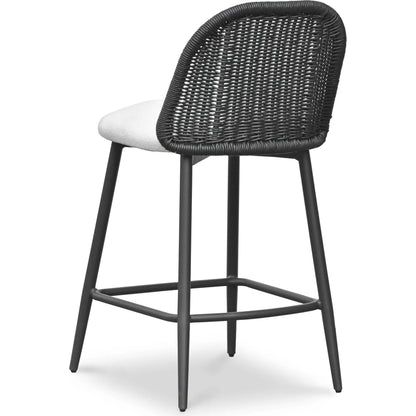 Alexa Performance Fabric Outdoor Counter  Stool by TOV Furniture in black. Made from aluminum, polyester, wicker in a unique style.