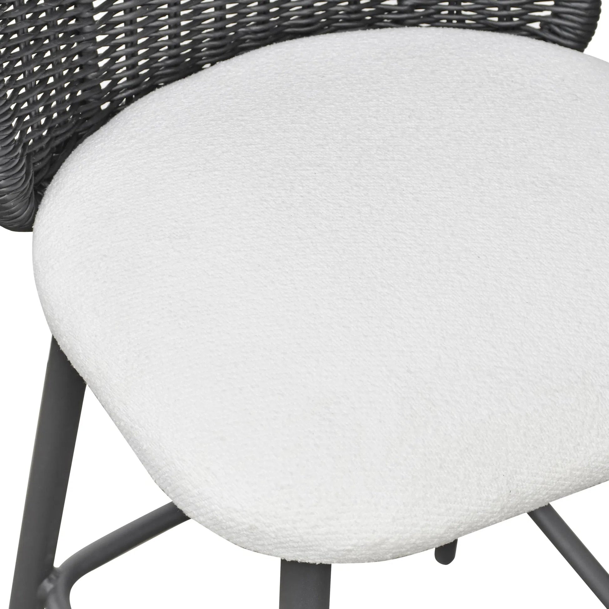 Alexa Performance Fabric Outdoor Counter  Stool by TOV Furniture in black. Made from aluminum, polyester, wicker in a unique style.