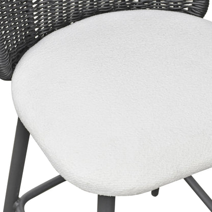 Alexa Performance Fabric Outdoor Counter  Stool by TOV Furniture in black. Made from aluminum, polyester, wicker in a unique style.