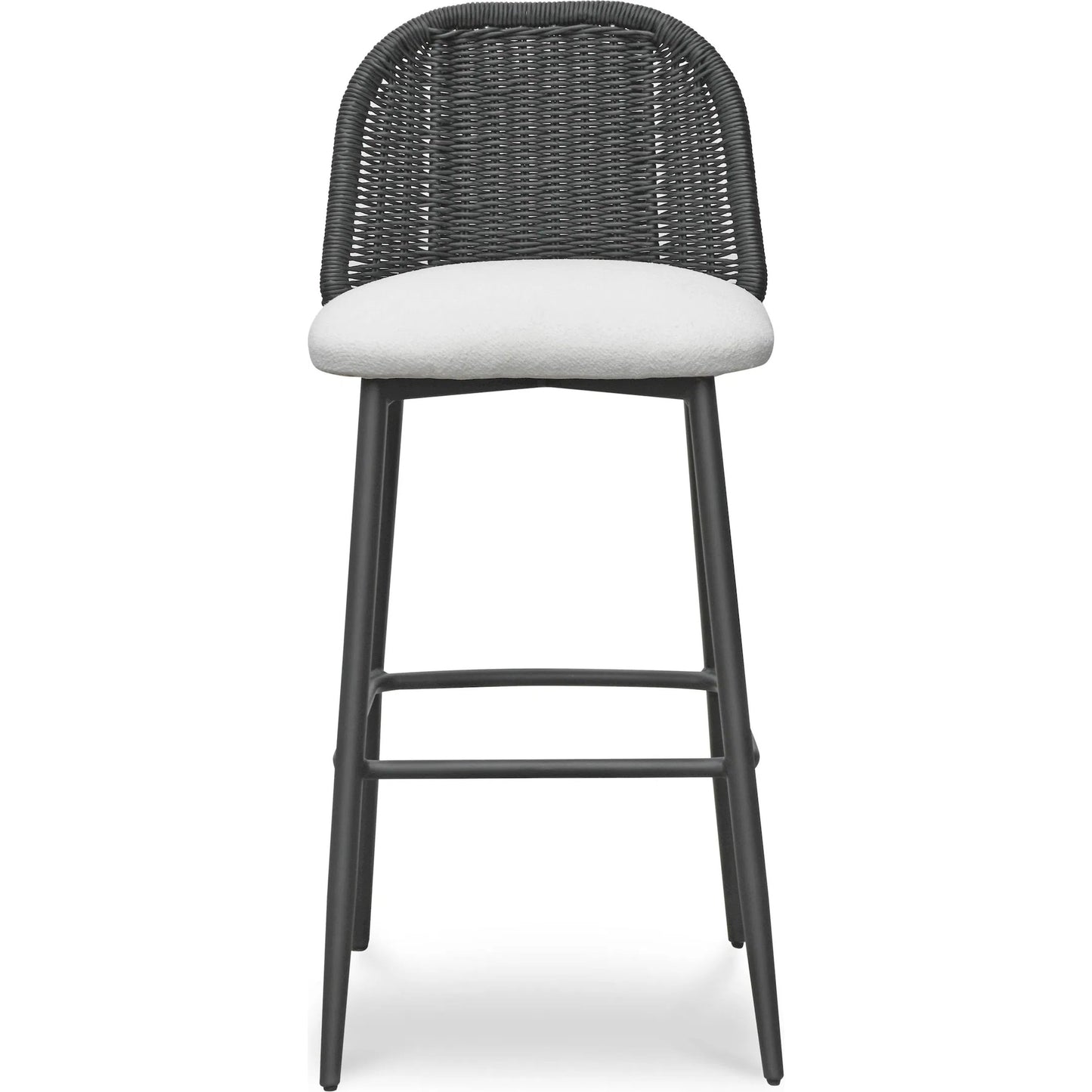002 SI-2356243 | Additional Silo | Alexa Performance Fabric Outdoor Bar Stool by TOV Furniture in black. Made from aluminum, polyester, wicker in a rustic style.