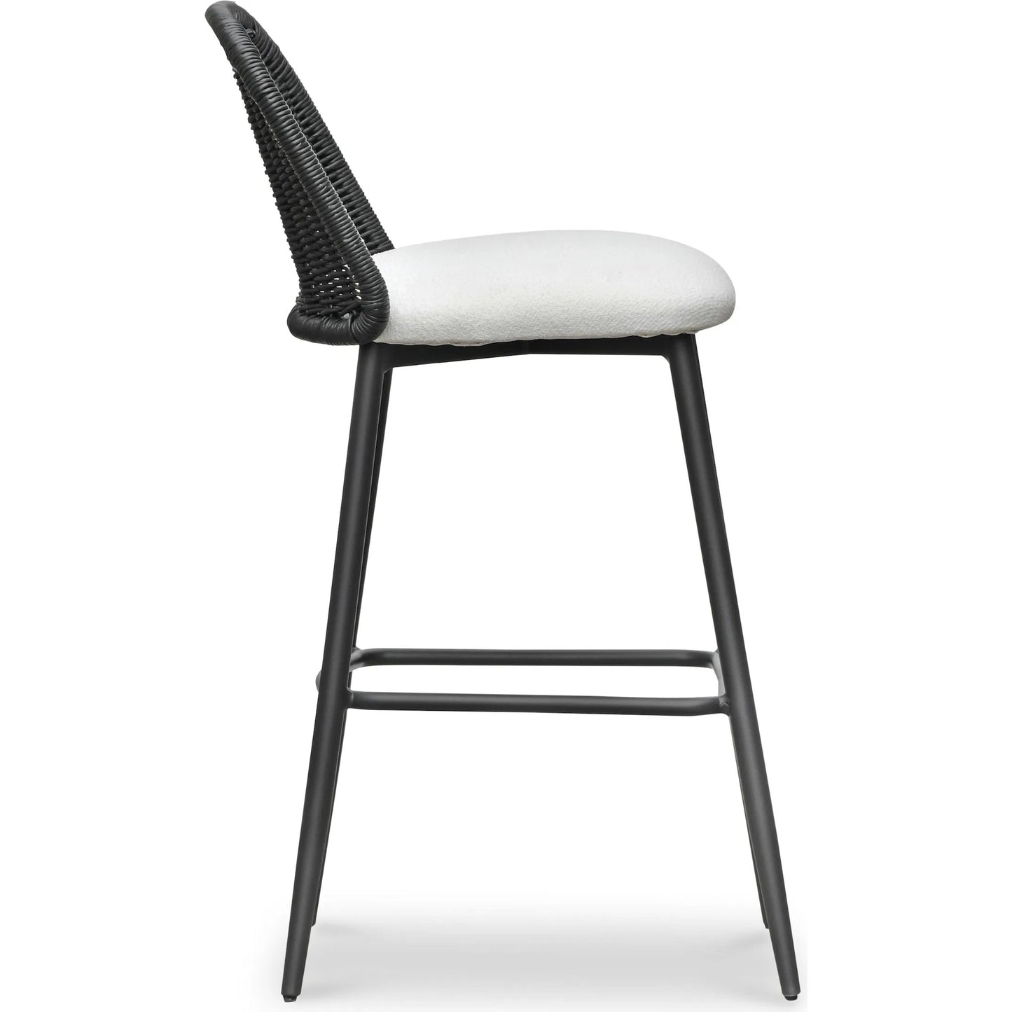 003 SI-2356243 | Additional Silo | Alexa Performance Fabric Outdoor Bar Stool by TOV Furniture in black. Made from aluminum, polyester, wicker in a rustic style.