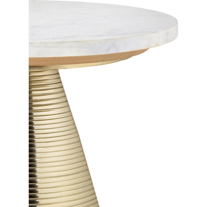 Tempo Side Table by TOV Furniture in natural. Made from aluminum, stone in a eclectic & global style.