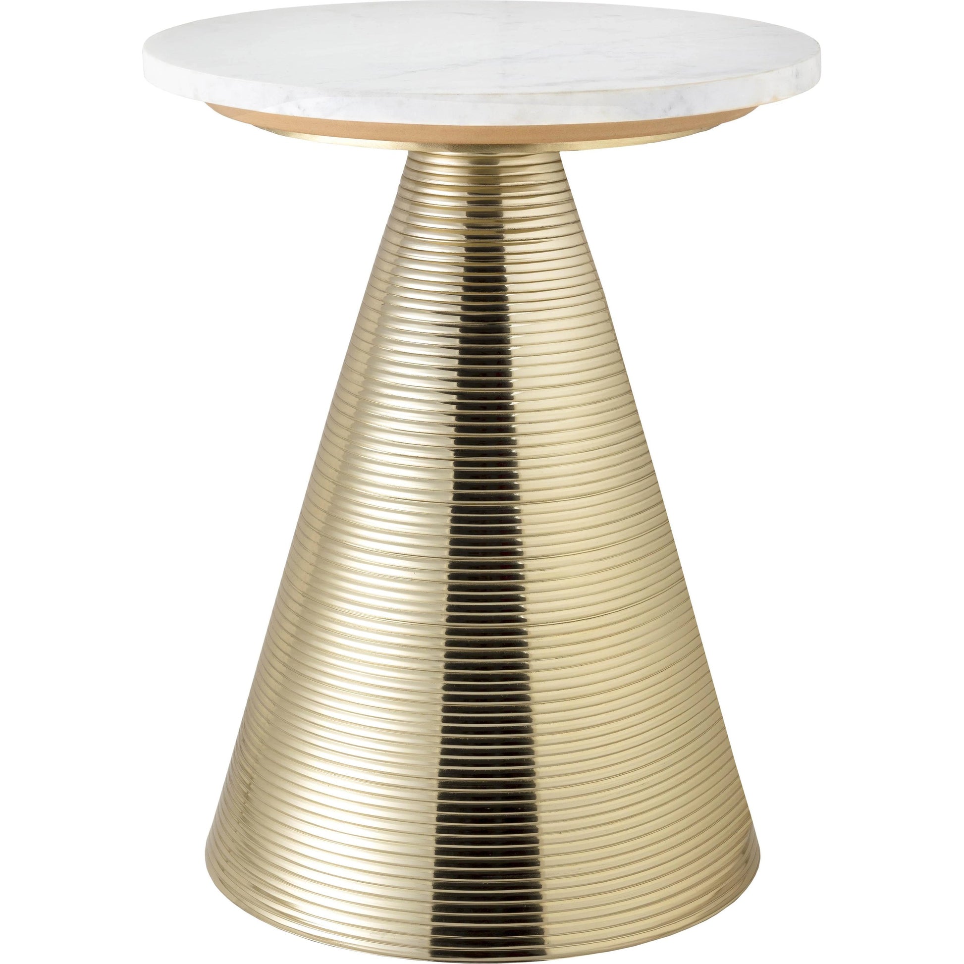 Tempo Side Table by TOV Furniture in natural. Made from aluminum, stone in a eclectic & global style.