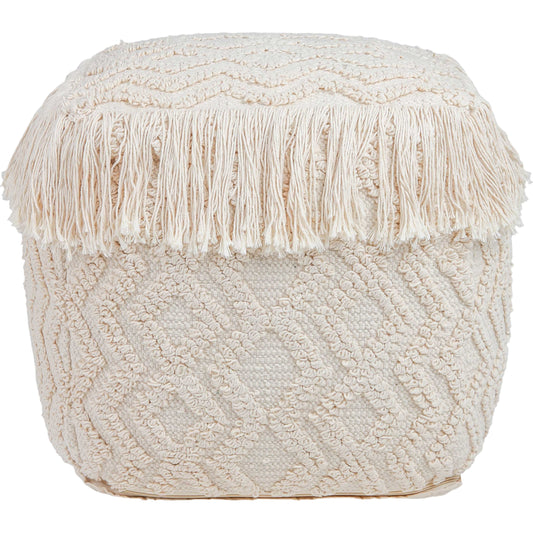 Inca Pouf by TOV Furniture in natural. Made from 100% cotton in a eclectic & global style.