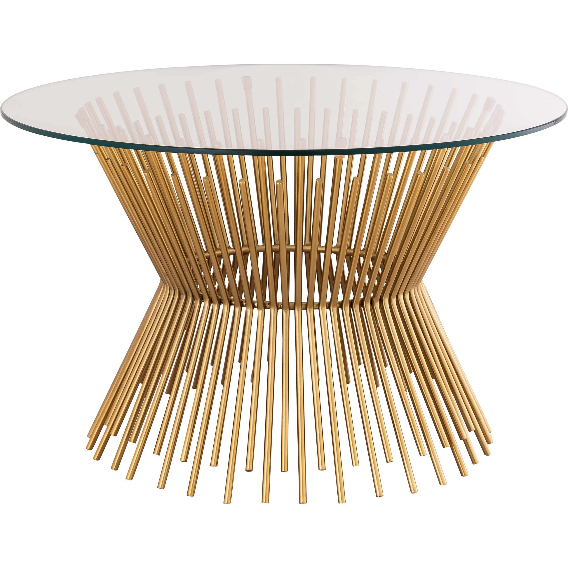 Grace Glass Coffee Table by TOV Furniture in gold. Made from iron in a transitional style.