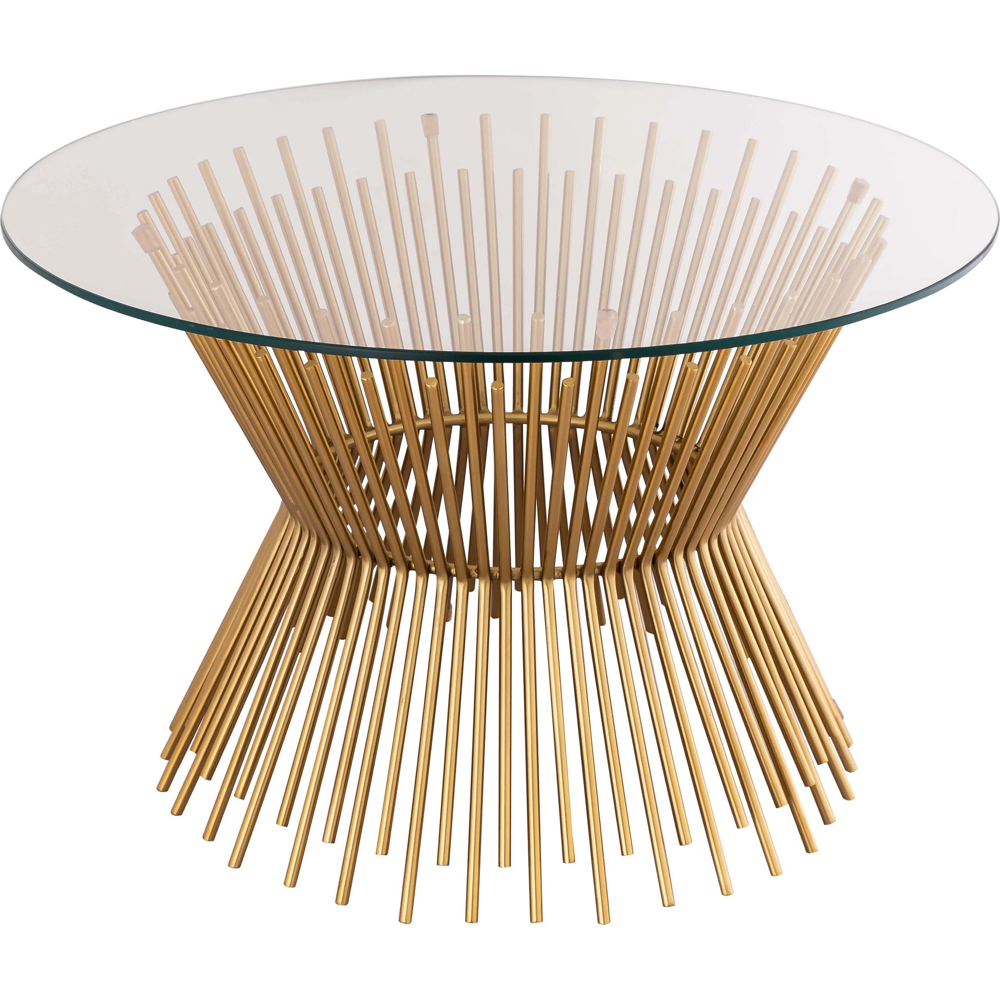 Grace Glass Coffee Table by TOV Furniture in gold. Made from iron in a transitional style.