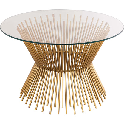 Grace Glass Coffee Table by TOV Furniture in gold. Made from iron in a transitional style.