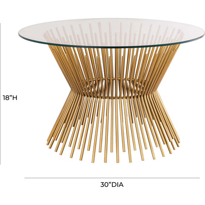 Grace Glass Coffee Table by TOV Furniture in gold. Made from iron in a transitional style.