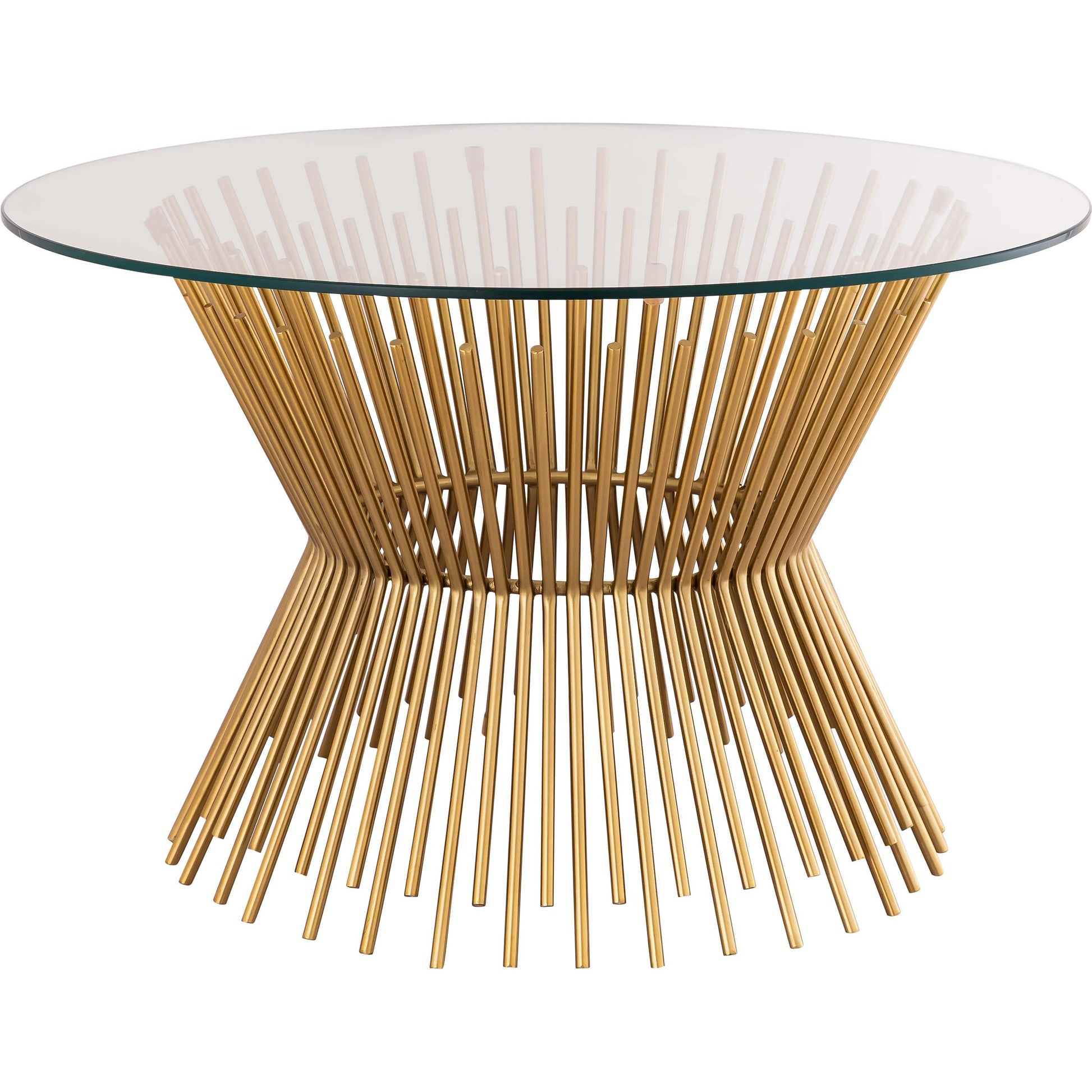 Grace Glass Coffee Table by TOV Furniture in gold. Made from iron in a transitional style.