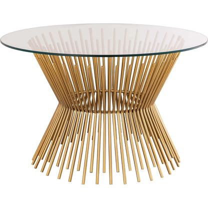 Grace Glass Coffee Table by TOV Furniture in gold. Made from iron in a transitional style.