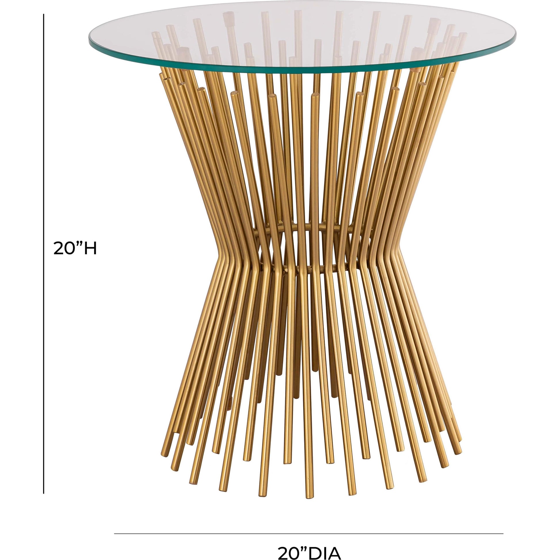 Grace Glass Side Table by TOV Furniture in gold. Made from iron in a transitional style.