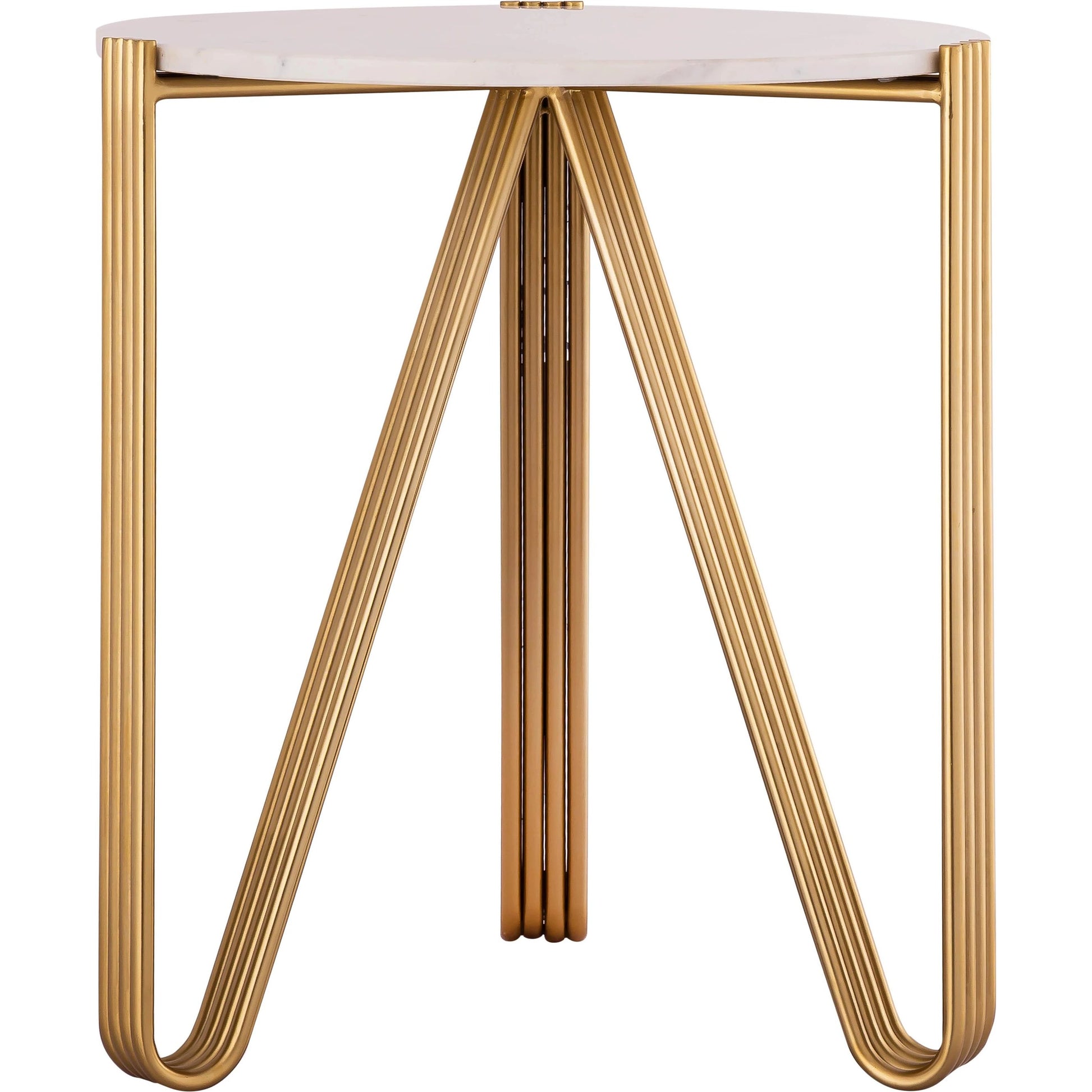 Aya Marble Side Table by TOV Furniture in gold. Made from iron in a modern style.