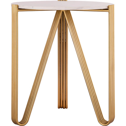 Aya Marble Side Table by TOV Furniture in gold. Made from iron in a modern style.
