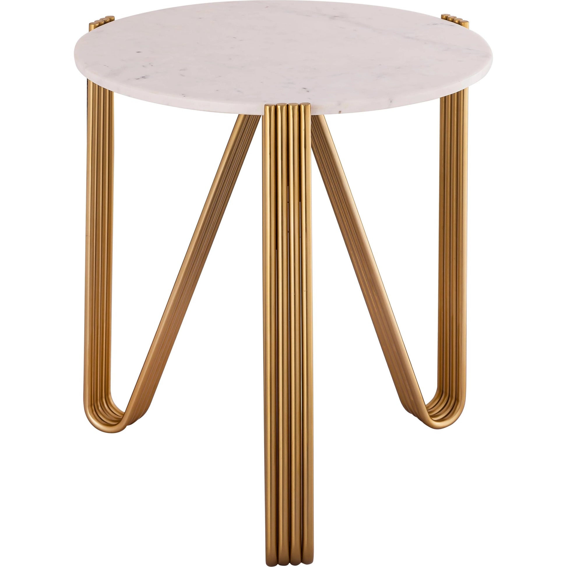 Aya Marble Side Table by TOV Furniture in gold. Made from iron in a modern style.