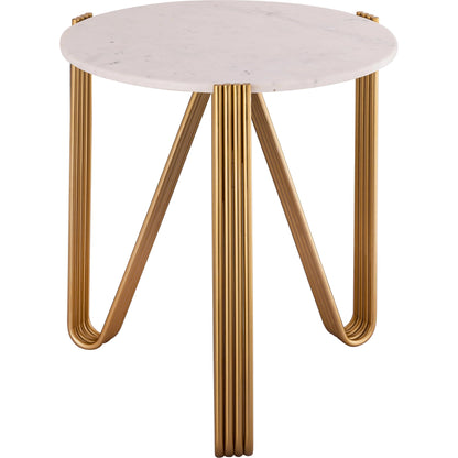 Aya Marble Side Table by TOV Furniture in gold. Made from iron in a modern style.