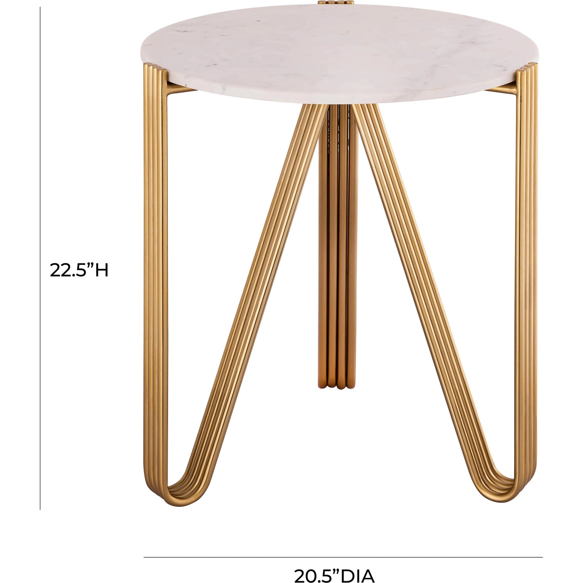 Aya Marble Side Table by TOV Furniture in gold. Made from iron in a modern style.