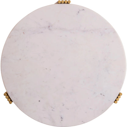 Aya Marble Side Table by TOV Furniture in gold. Made from iron in a modern style.