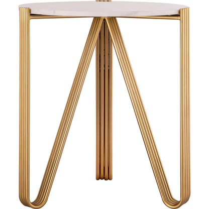 Aya Marble Side Table by TOV Furniture in gold. Made from iron in a modern style.