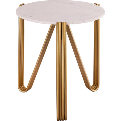Aya Marble Side Table by TOV Furniture in gold. Made from iron in a modern style.