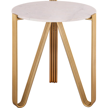 Aya Marble Side Table by TOV Furniture in gold. Made from iron in a modern style.