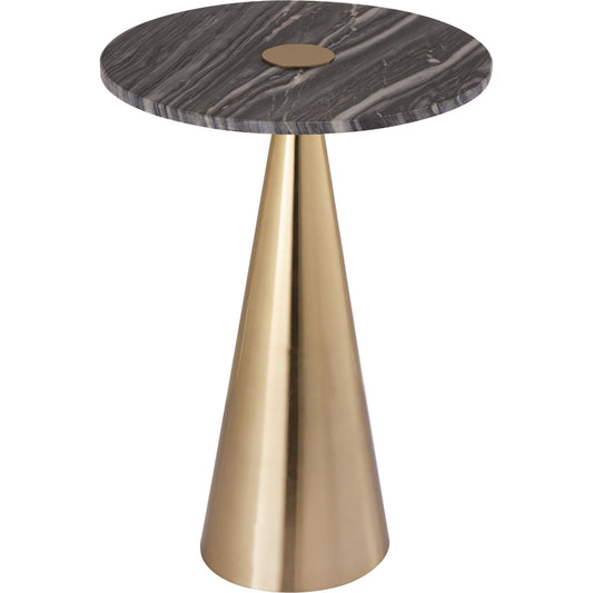 Addyson Marble Side Table by TOV Furniture in gold,grey marble. Made from grey marble in a modern style.