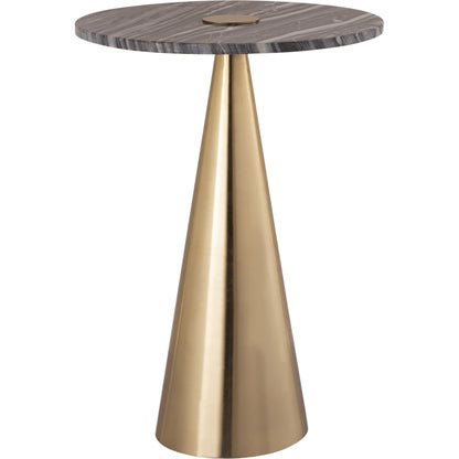 Addyson Marble Side Table by TOV Furniture in gold, grey marble. Made from grey marble in a modern style.