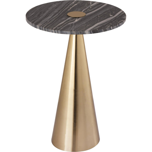 Addyson Marble Side Table by TOV Furniture in gold,grey marble. Made from grey marble in a modern style.