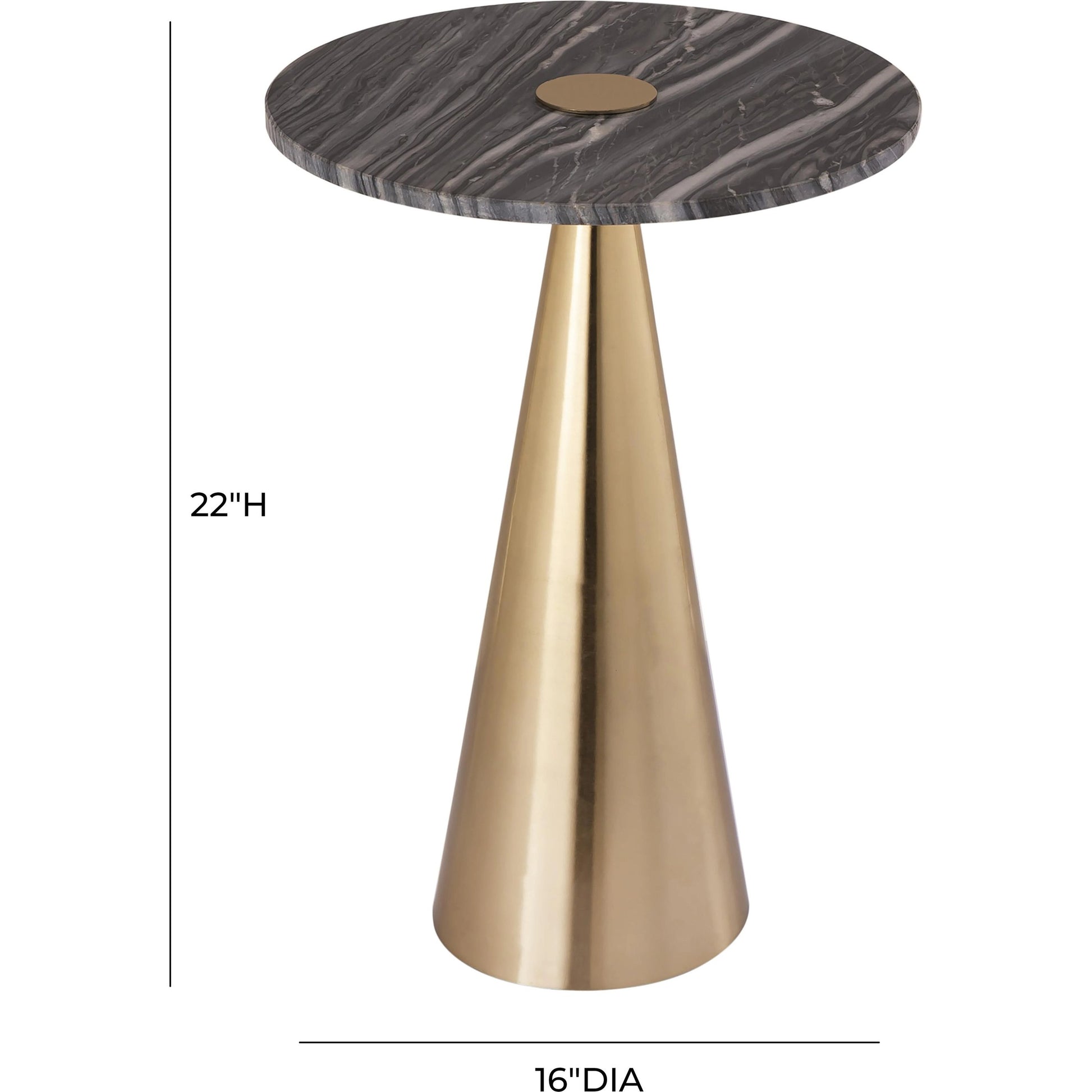 Addyson Marble Side Table by TOV Furniture in gold, grey marble. Made from grey marble in a modern style.