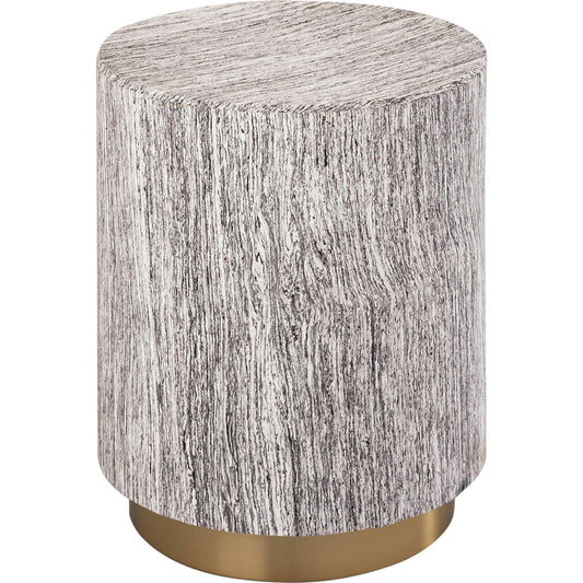 Dahlia Side Table by TOV Furniture in distressed white. Made from iron in a transitional style.