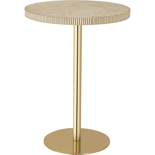 Fiona Side Table by TOV Furniture in gold, natural stone. Made from iron, stone in a modern style.