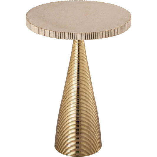 Celeste Ribbed Side Table by TOV Furniture in natural. Made from aluminum, stone in a transitional style.