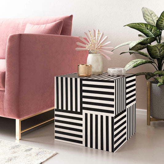 Cube Side Table by TOV Furniture in natural. Made from mdf in a modern style.