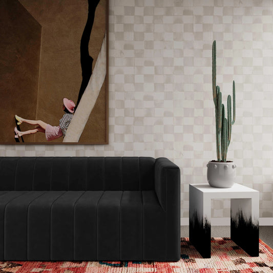 Matra End Table by TOV Furniture in black, white. Made from wood in a modern style.