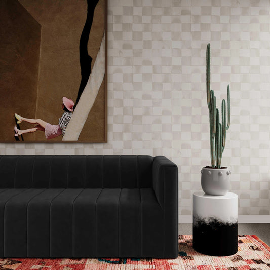 Matra Side Table by TOV Furniture in black, white. Made from wood in a modern style.