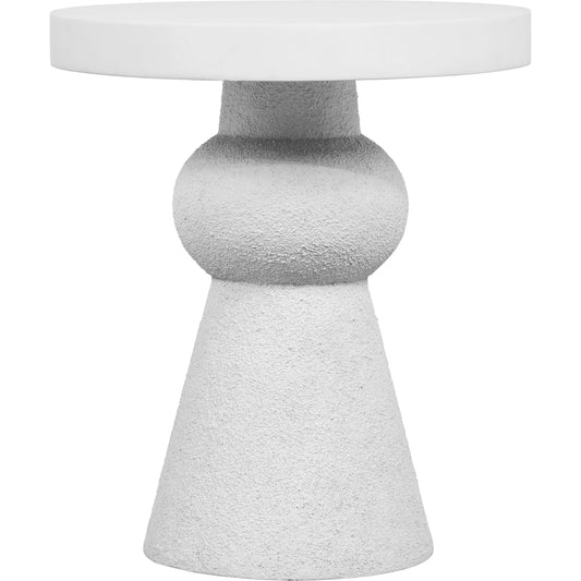 Lupita Side Table by TOV Furniture in white. Made from iron, mdf, resin in a modern style.