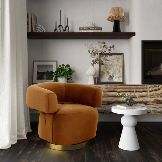 Lupita Side Table by TOV Furniture in white. Made from iron, mdf, resin in a modern style.