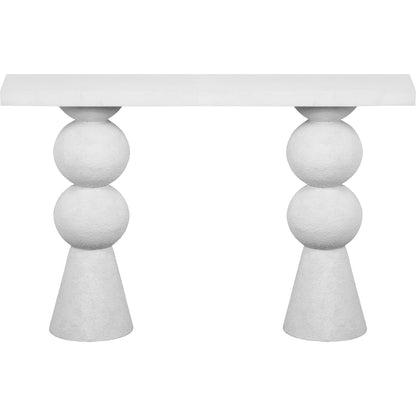 Lupita Console Table by TOV Furniture in white. Made from iron, mdf, resin in a modern style.