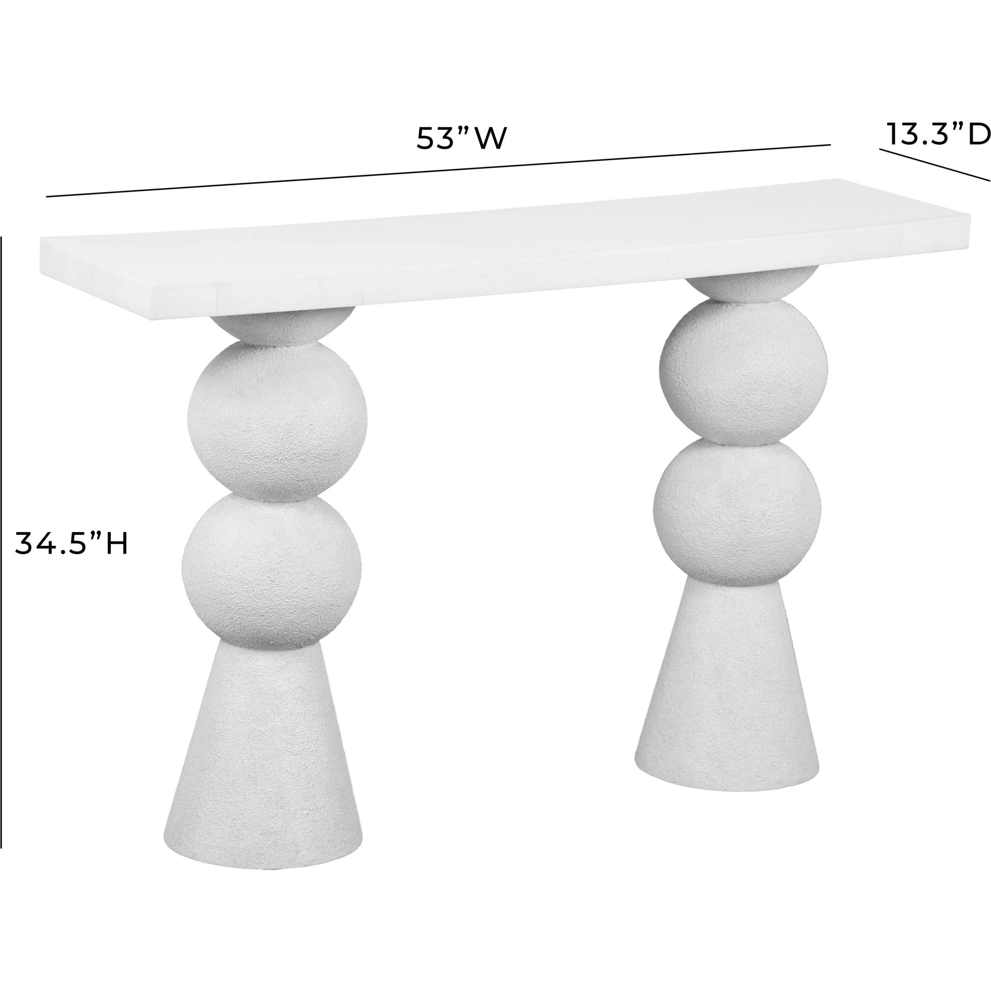 Lupita Console Table by TOV Furniture in white. Made from iron, mdf, resin in a modern style.