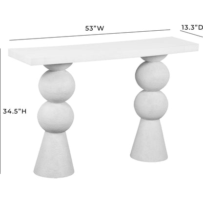 Lupita Console Table by TOV Furniture in white. Made from iron, mdf, resin in a modern style.