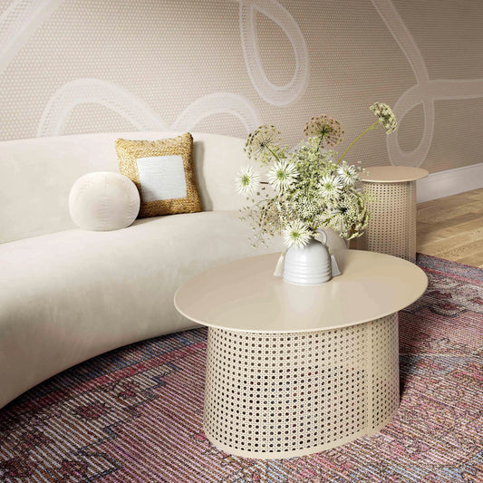 Pesky Side Table by TOV Furniture in cream. Made from iron, mdf in a cottage & farmhouse style.