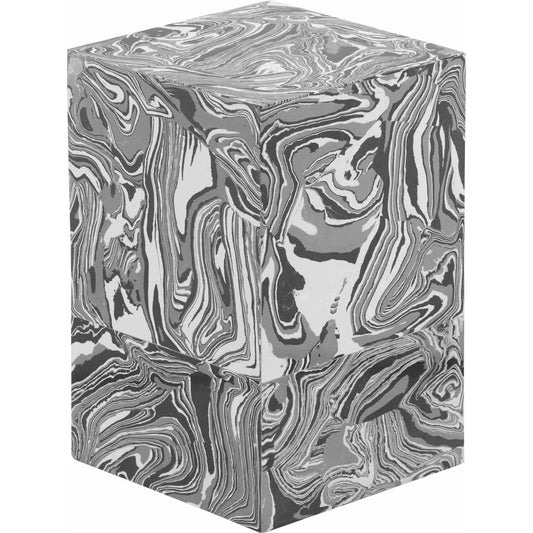 Camryn Swirled Resin Side Table by TOV Furniture in black, white. Made from resin in a modern style.