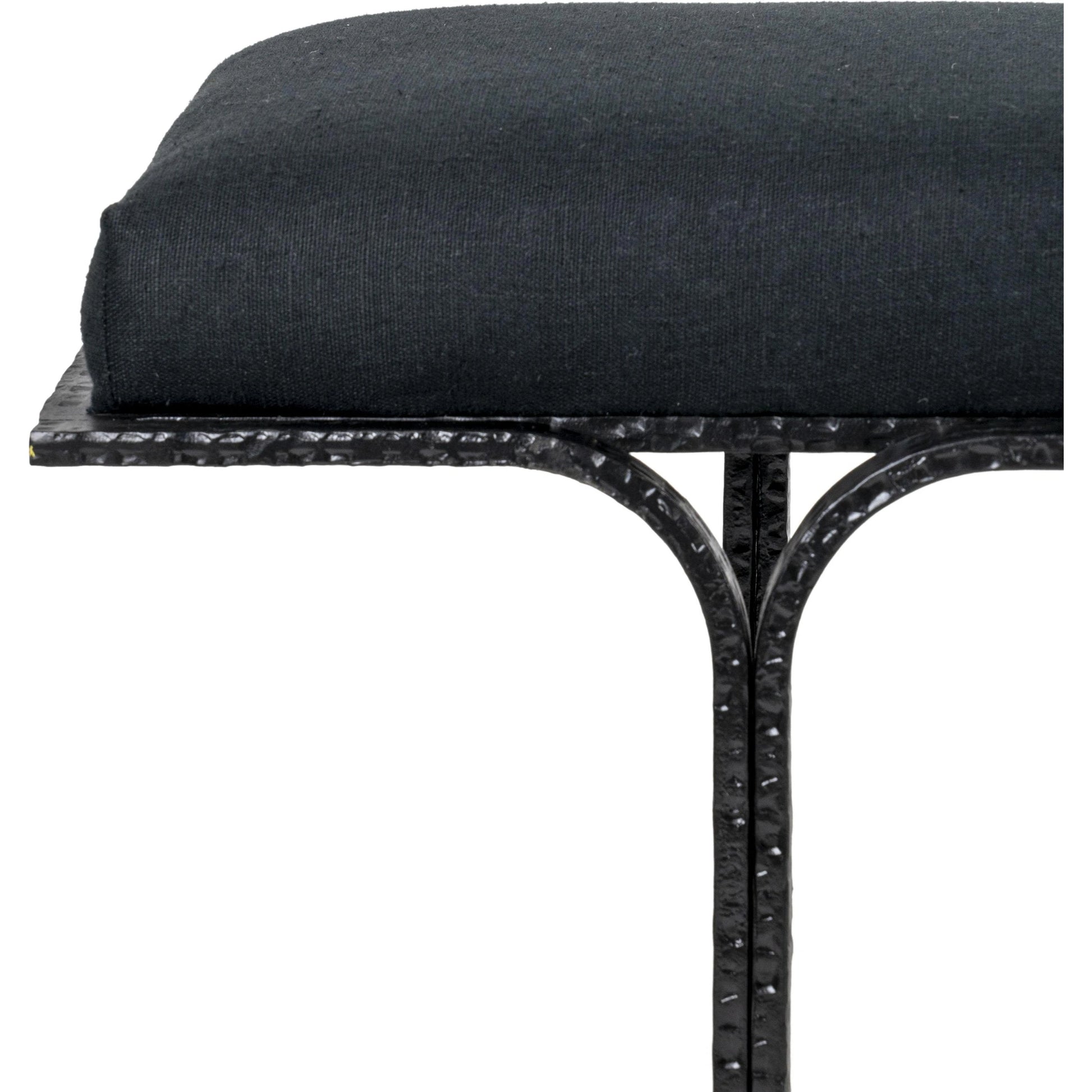 Bryn Linen Bench by TOV Furniture in black. Made from iron, linen in a modern style.