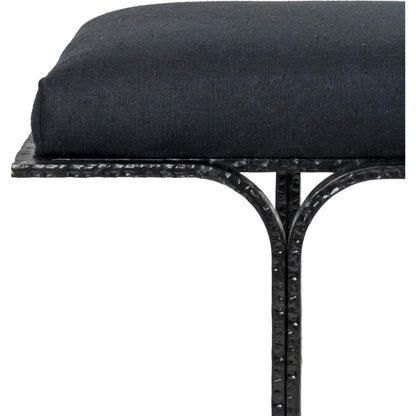 Bryn Linen Bench by TOV Furniture in black. Made from iron, linen in a modern style.