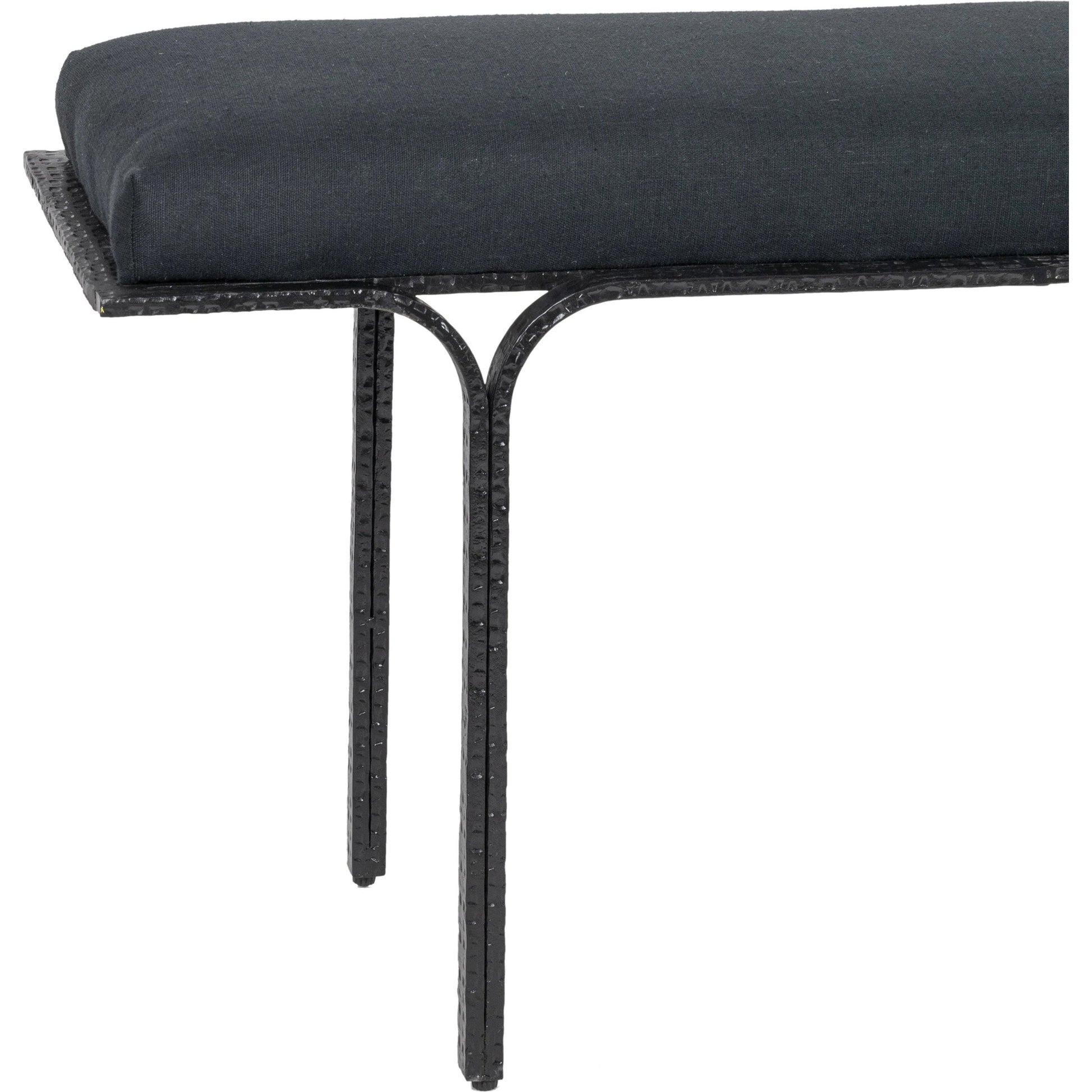 Bryn Linen Bench by TOV Furniture in black. Made from iron, linen in a modern style.