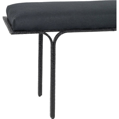 Bryn Linen Bench by TOV Furniture in black. Made from iron, linen in a modern style.