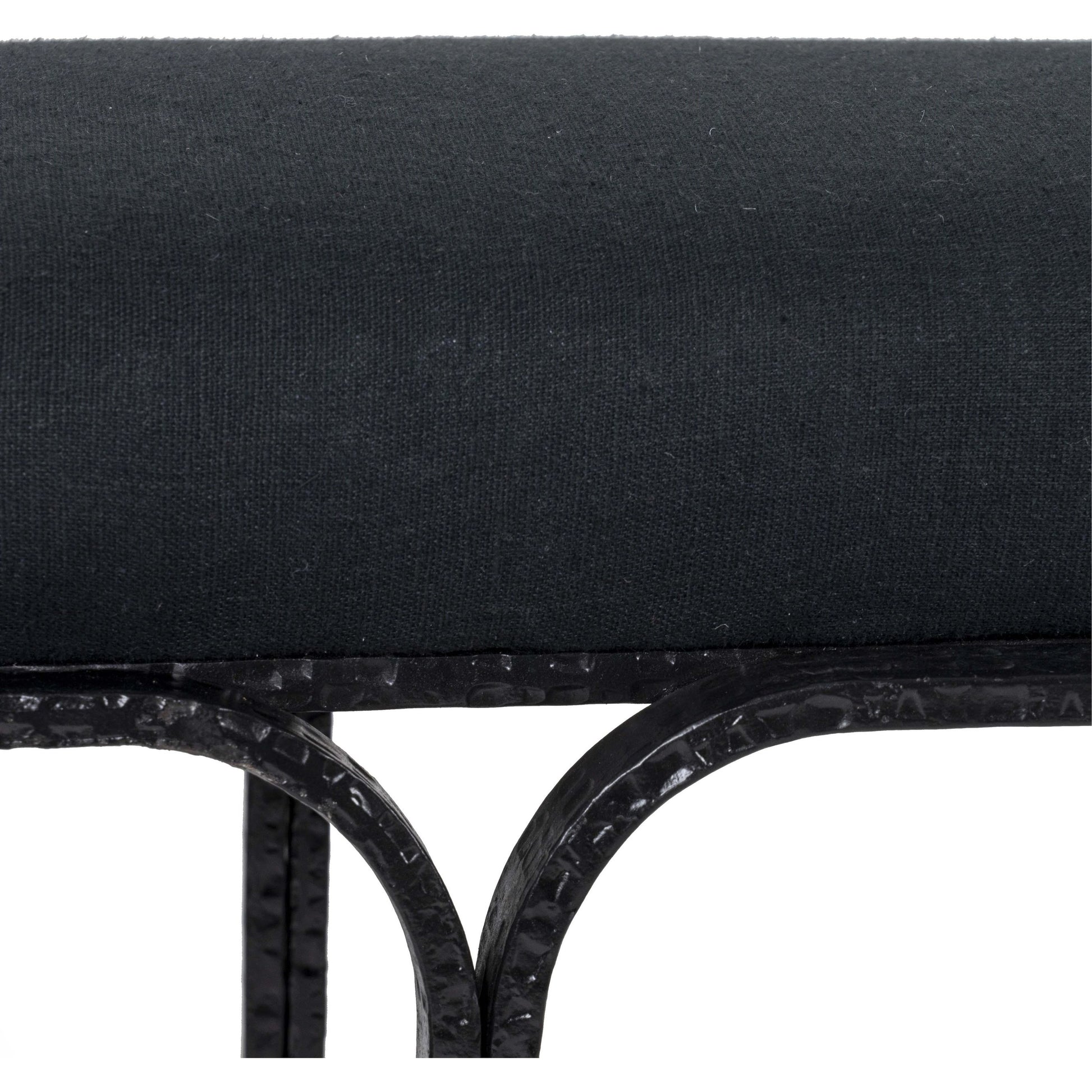 Bryn Linen Bench by TOV Furniture in black. Made from iron, linen in a modern style.