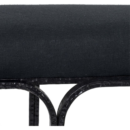 Bryn Linen Bench by TOV Furniture in black. Made from iron, linen in a modern style.