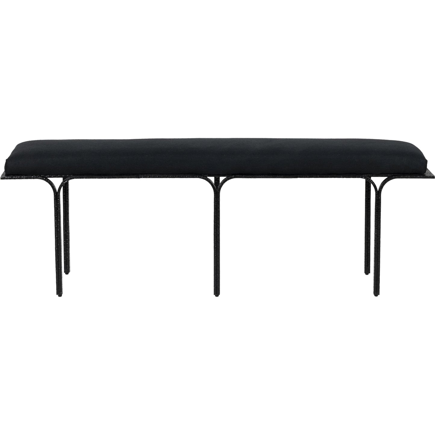 001 SI-2107273 | Primary Silo | Bryn Linen Bench by TOV Furniture in black. Made from iron, linen in a modern style.